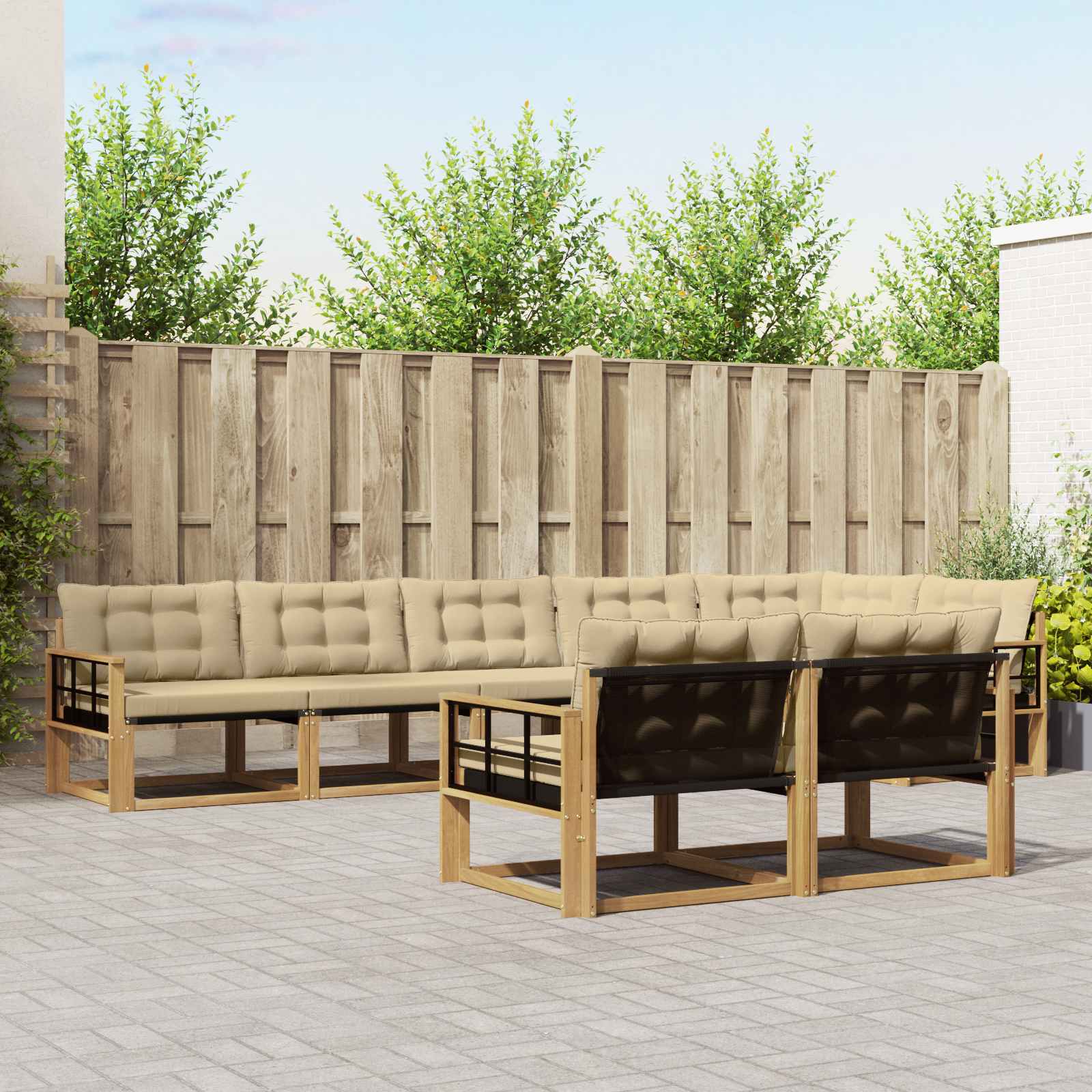 vidaXL Set de canapele de exterior cu pernă 8 pcs Alb și Bej