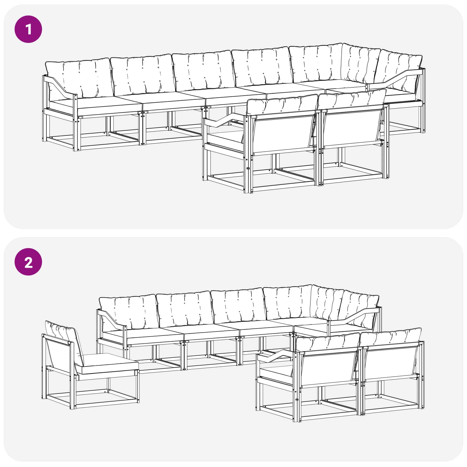 Zunanja garnitura za sedenje z blazino 8 pcs Bela in bež - slika 8