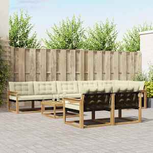 Zunanja garnitura za sedenje 9 pcs Bela in krem 79 x 79 x 37 cm