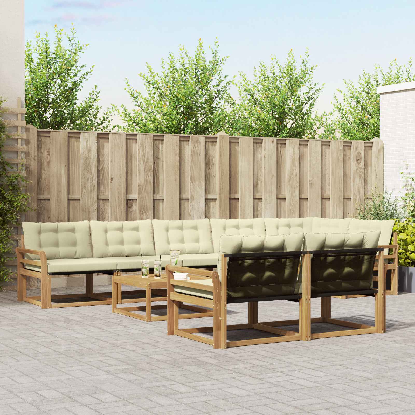 vidaXL Set de canapele de exterior 9 pcs Alb și crem 79 x 79 x 37 cm