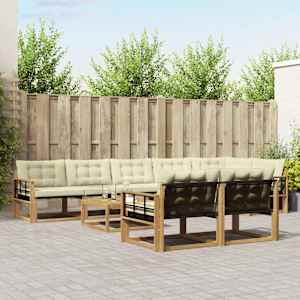 Zunanja garnitura za sedenje 9 pcs Bela in krem 79 x 79 x 37 cm