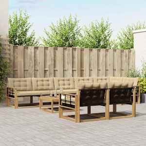 Zunanja garnitura za sedenje 9 pcs Bela in bež 79 x 79 x 37 cm