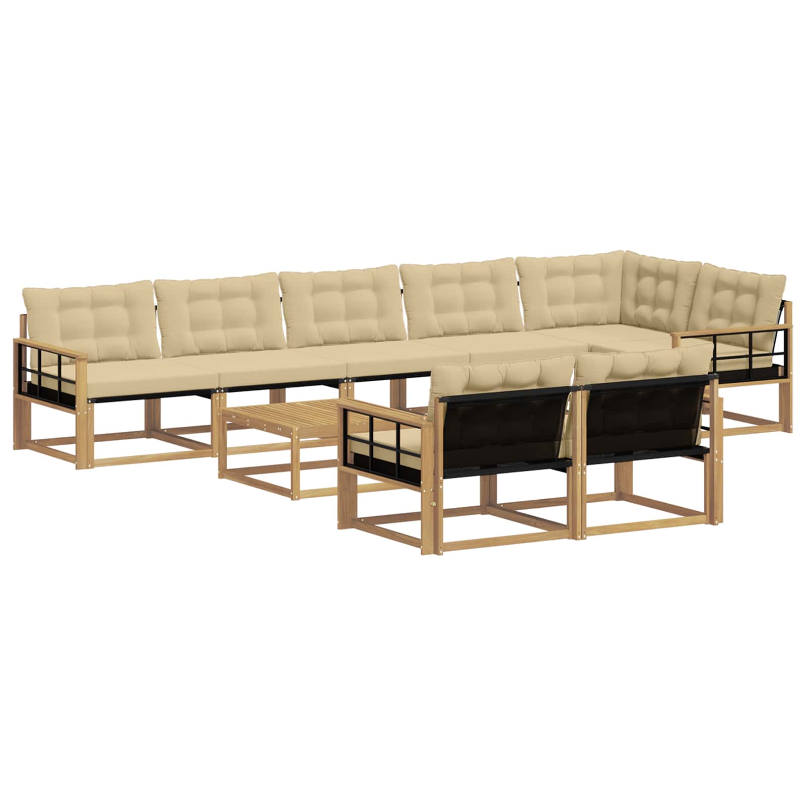 vidaXL Buiten bankenset 9 st 8-zits Wit en Beige, foto 3