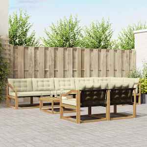 Zunanja garnitura za sedenje 9 pcs Bela in krem 79 x 79 x 37 cm