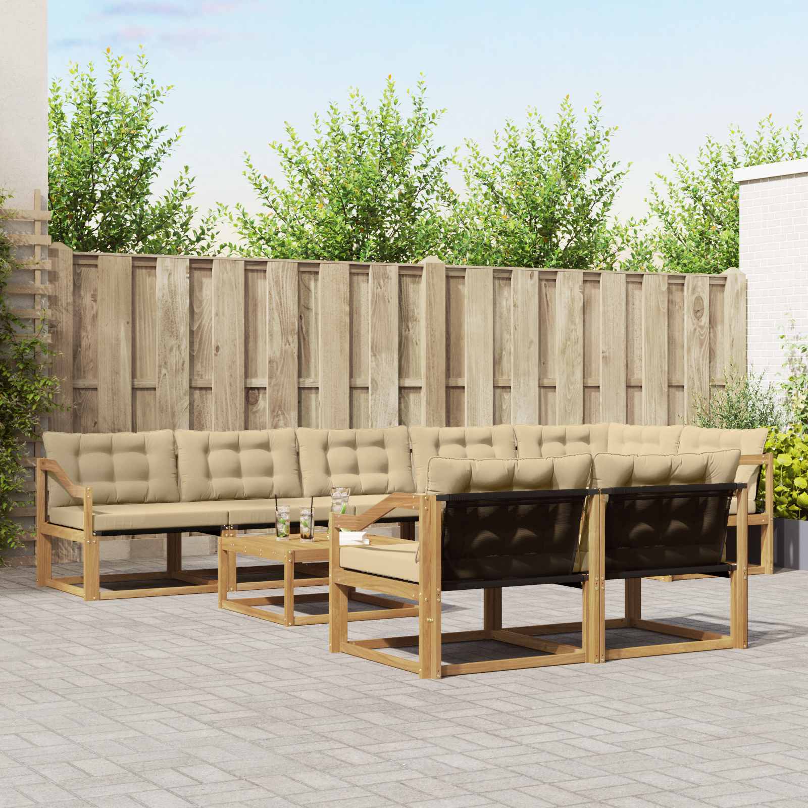 vidaXL Set de canapele de exterior 9 pcs Alb și Bej 79 x 79 x 37 cm