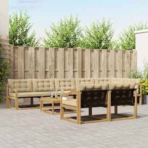 Zunanja garnitura za sedenje 9 pcs Bela in bež 79 x 79 x 37 cm