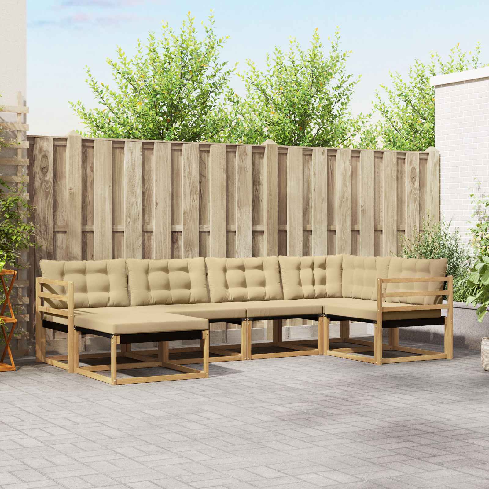 vidaXL Set de canapele de exterior cu pernă 6 pcs Alb și Bej