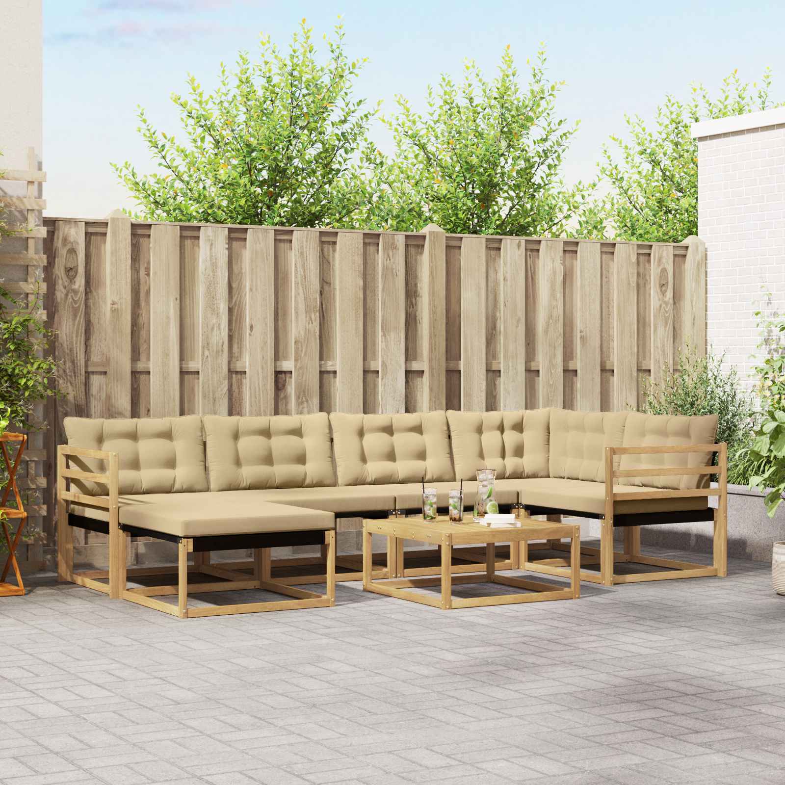 vidaXL Set de canapele de exterior 7 pcs Alb și Bej 79 x 79 x 37 cm