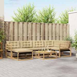 Zunanja garnitura za sedenje 7 pcs Bela in bež 79 x 79 x 37 cm