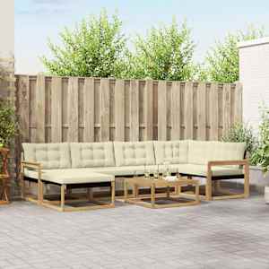 Zunanja garnitura za sedenje 7 pcs Bela in krem 79 x 79 x 37 cm