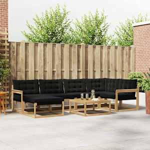 Zunanja garnitura za sedenje 7 pcs Bela in črna 79 x 79 x 37 cm