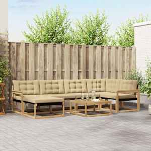 Zunanja garnitura za sedenje 7 pcs Bela in bež 79 x 79 x 37 cm