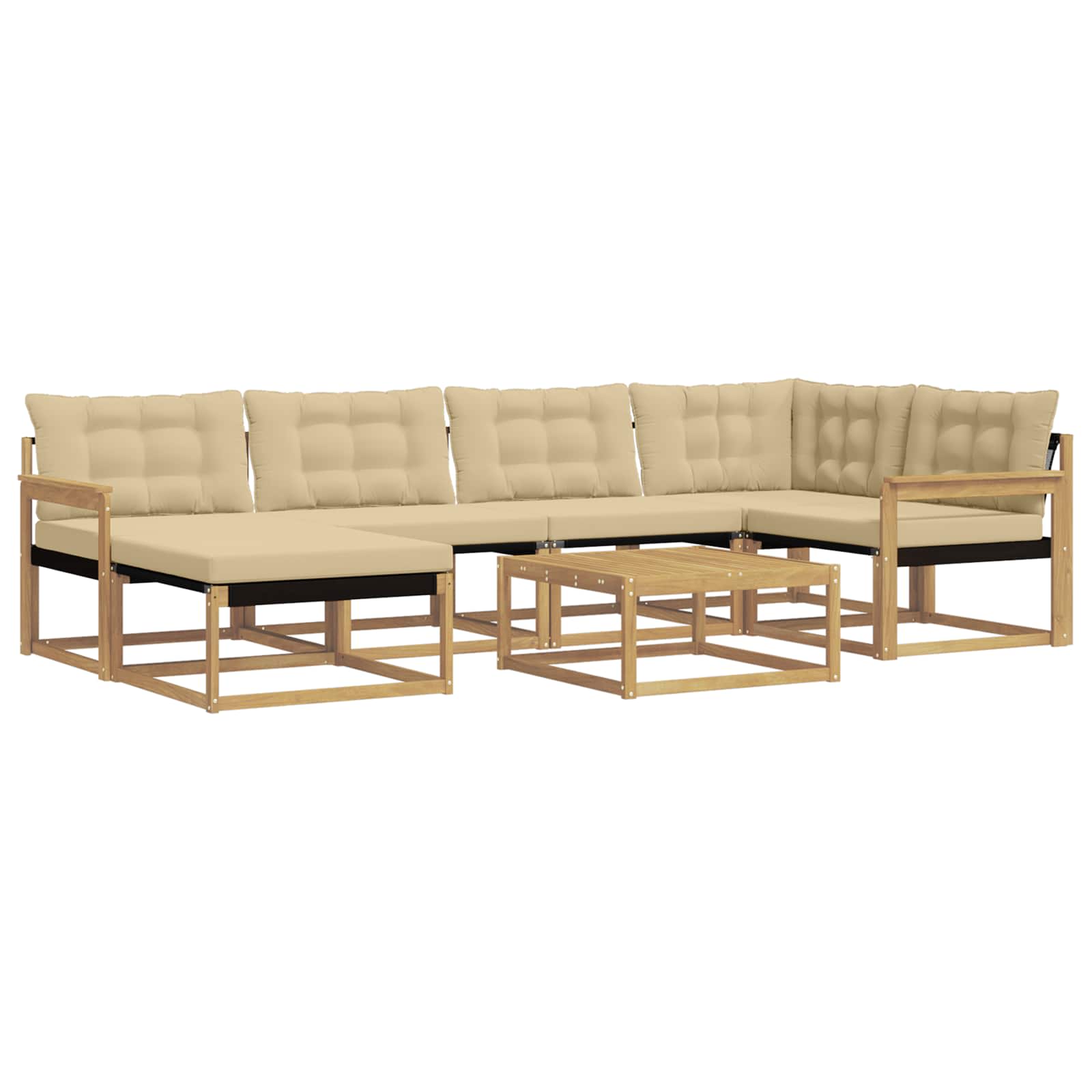 vidaXL Buiten bankenset 7 st Wit en Beige Massief Acaciahout, foto 3