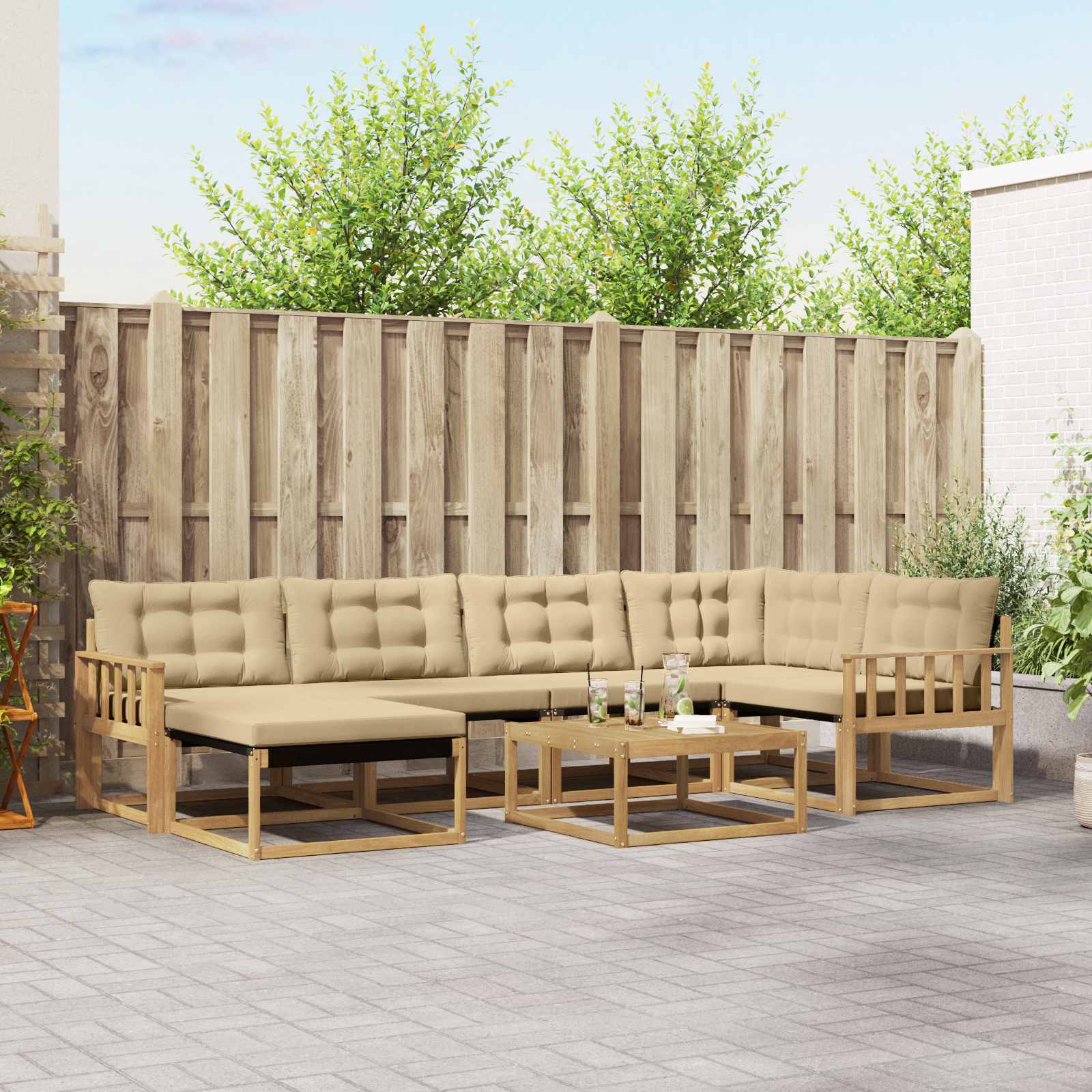 vidaXL Set de canapele de exterior 7 pcs Alb și Bej 79 x 79 x 37 cm