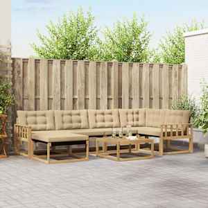 Zunanja garnitura za sedenje 7 pcs Bela in bež 79 x 79 x 37 cm