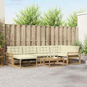 Zunanja garnitura za sedenje 7 pcs Bela in krem 79 x 79 x 37 cm