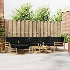 Zunanja garnitura za sedenje 7 pcs Bela in črna 79 x 79 x 37 cm