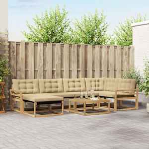 Zunanja garnitura za sedenje 7 pcs Bela in bež 79 x 79 x 37 cm