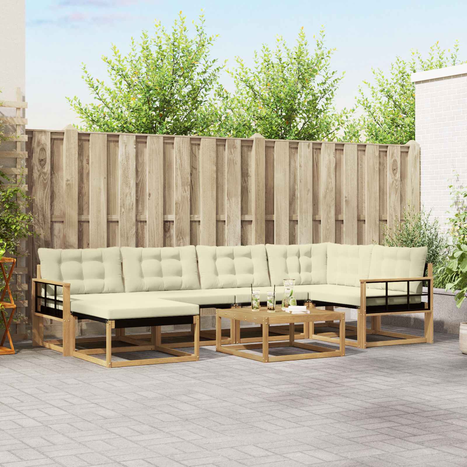 vidaXL Set de canapele de exterior 7 pcs Alb și crem 79 x 79 x 37 cm