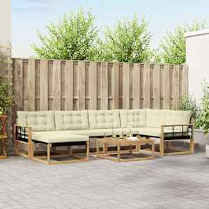 Zunanja garnitura za sedenje 7 pcs Bela in krem 79 x 79 x 37 cm