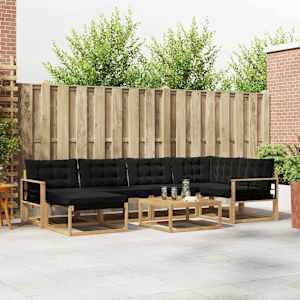 Zunanja garnitura za sedenje 7 pcs Bela in črna 79 x 79 x 37 cm