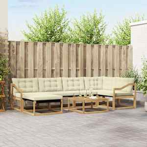 Zunanja garnitura za sedenje 7 pcs Bela in krem 79 x 79 x 37 cm