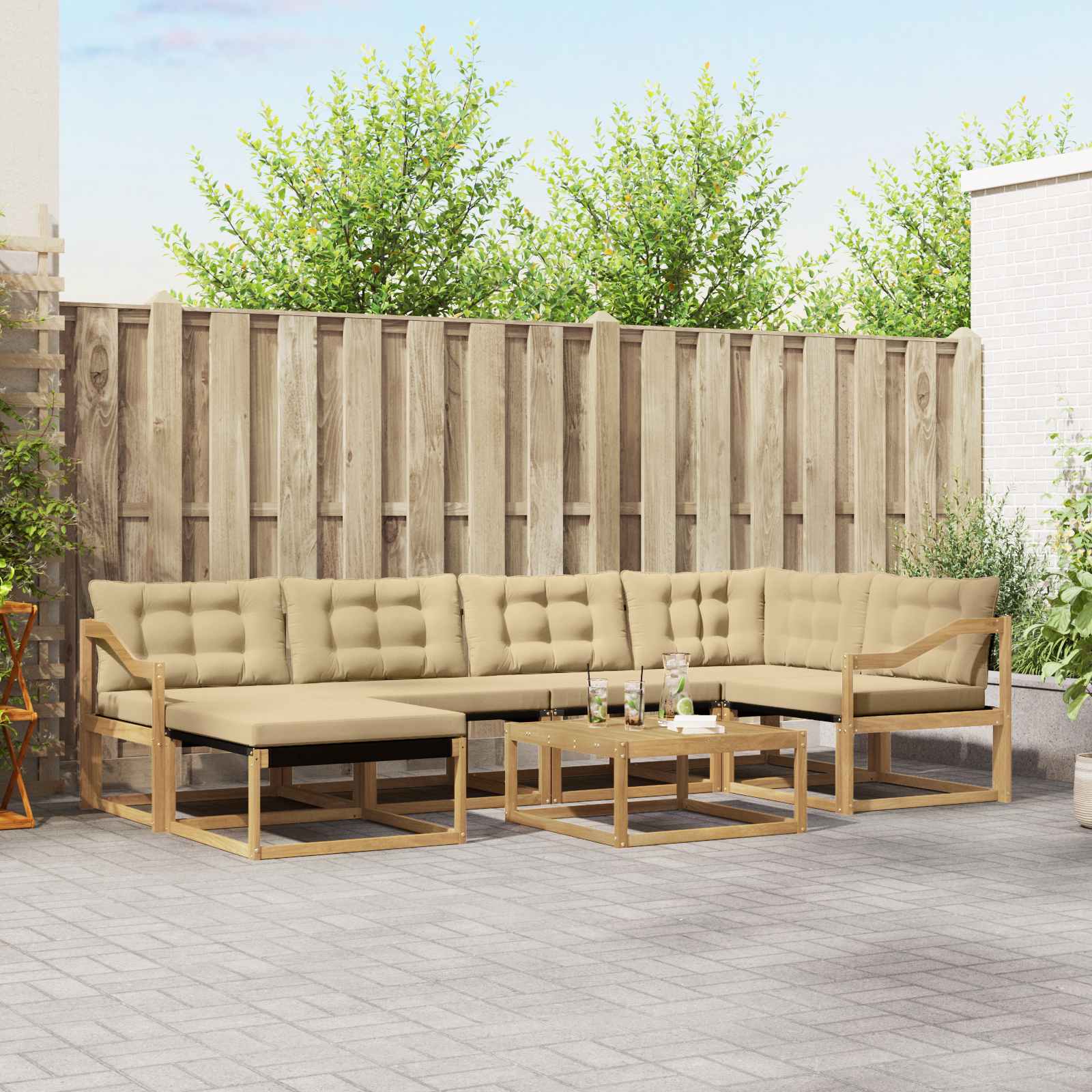 vidaXL Set de canapele de exterior 7 pcs Alb și Bej 79 x 79 x 37 cm
