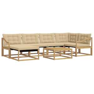 Venkovní pohovková souprava 7 pcs Bílá a béžová 79 x 79 x 37 cm - obrázek 2