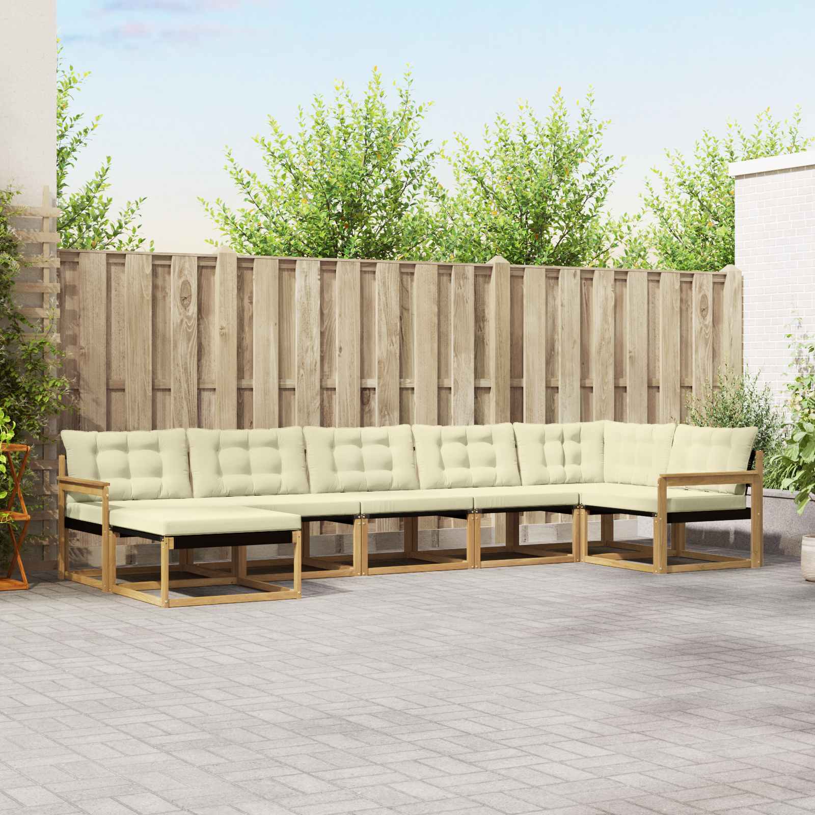 vidaXL Set de canapele de exterior cu pernă 7 pcs Alb și crem