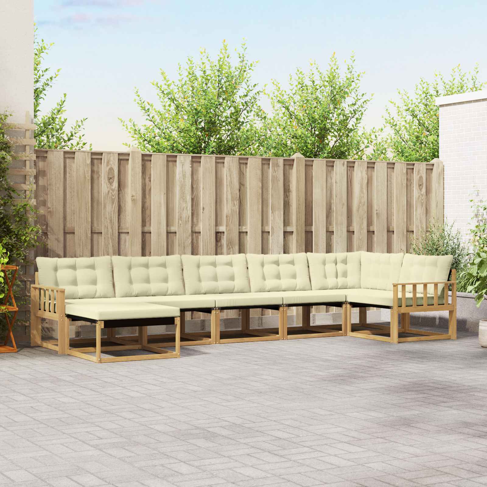 vidaXL Set de canapele de exterior cu pernă 7 pcs Alb și crem