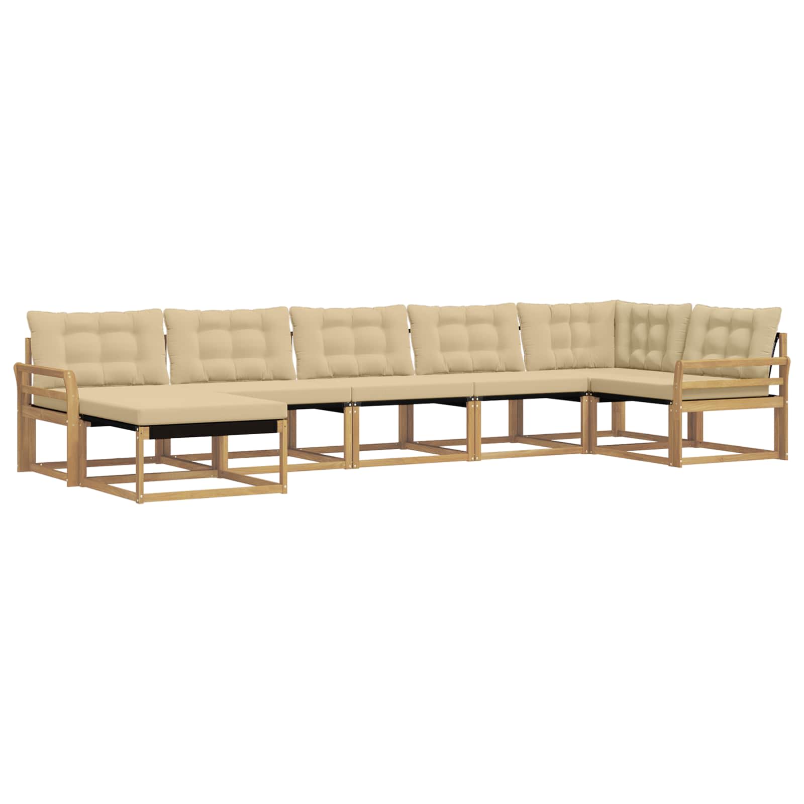 vidaXL Buiten bankenset 7 st 7-zits Wit en Beige Massief Acaciahout, foto 3