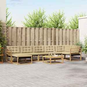 Zunanja garnitura za sedenje 8 pcs Bela in bež 79 x 79 x 37 cm