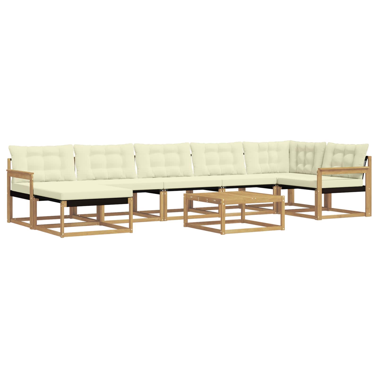 Buiten bankenset 8 pcs Wit en crèmekleurig Massief Acaciahout image 2