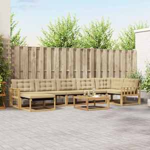 Zunanja garnitura za sedenje 8 pcs Bela in bež 79 x 79 x 37 cm