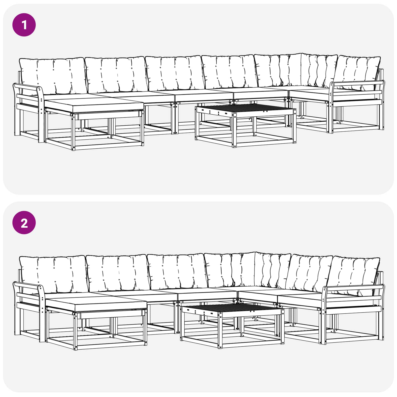 Buiten bankenset 8 pcs Wit en Lichtgrijs Massief Acaciahout image 11