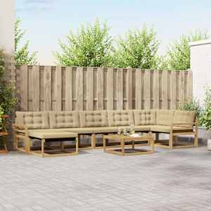 Zunanja garnitura za sedenje 8 pcs Bela in bež 79 x 79 x 37 cm