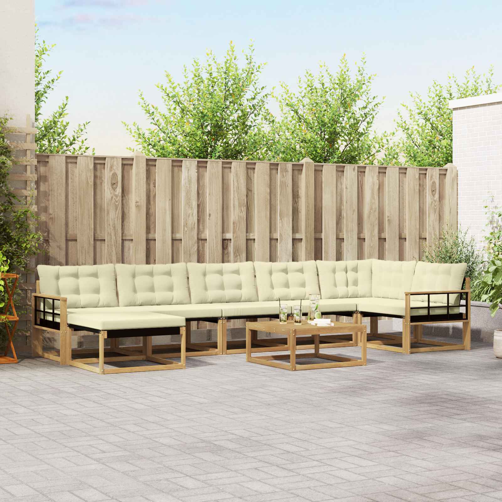 vidaXL Set de canapele de exterior 8 pcs Alb și crem 79 x 79 x 37 cm
