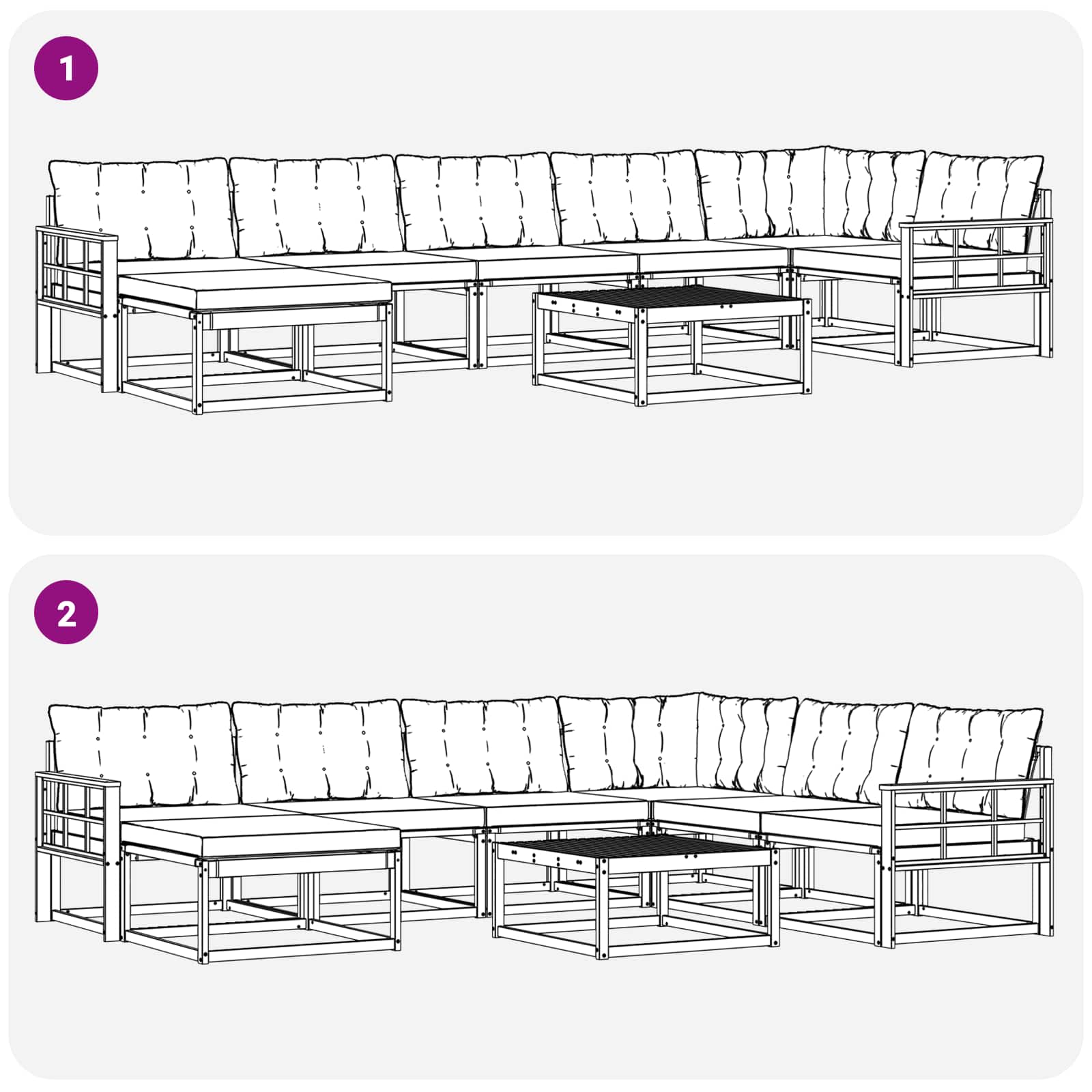 Buiten bankenset 8 pcs Wit en zwart Massief Acaciahout image 11