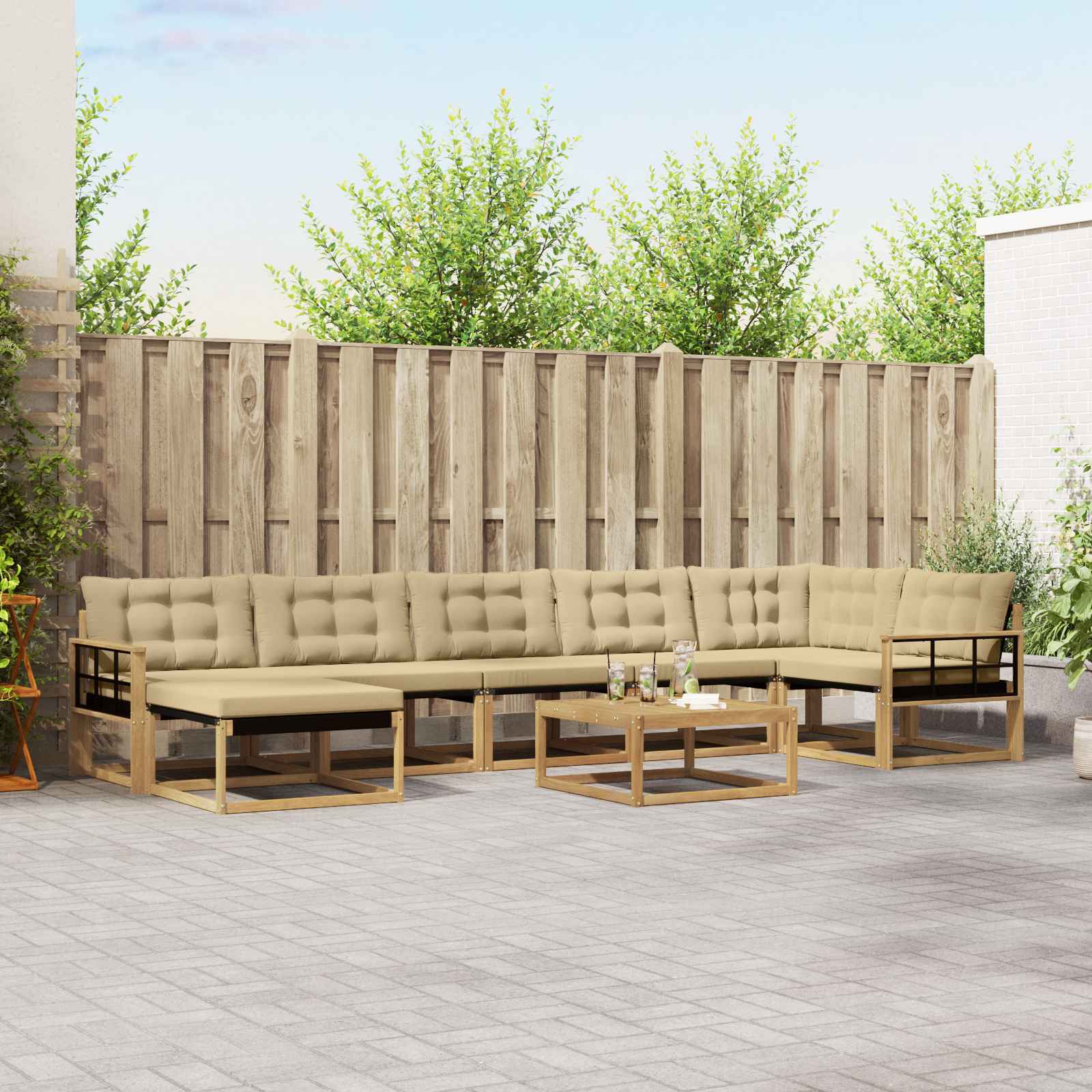 vidaXL Set de canapele de exterior 8 pcs Alb și Bej 79 x 79 x 37 cm