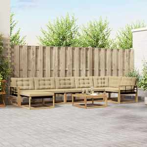 Zunanja garnitura za sedenje 8 pcs Bela in bež 79 x 79 x 37 cm