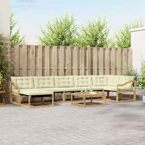 Zunanja garnitura za sedenje 8 pcs Bela in krem 79 x 79 x 37 cm