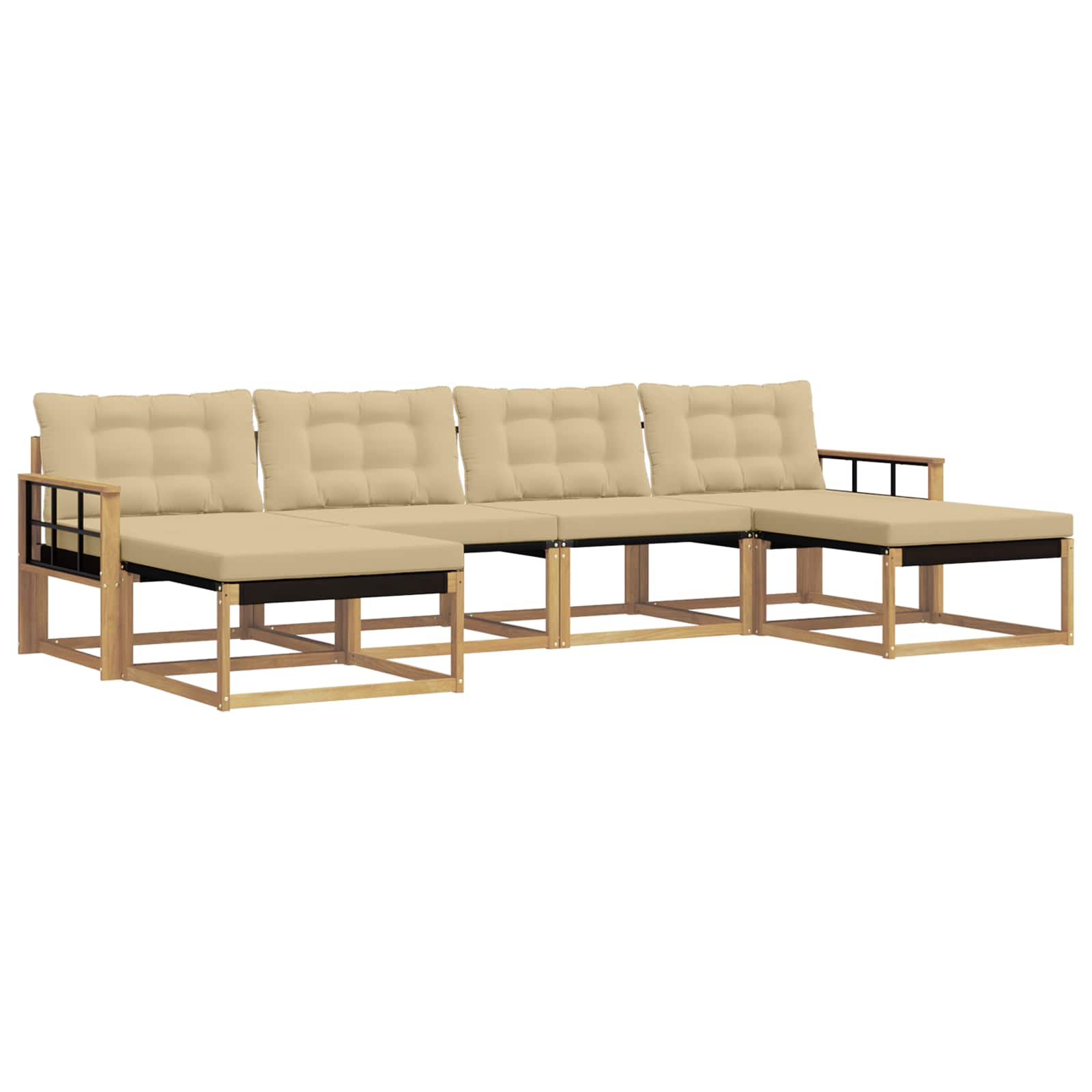 vidaXL Buiten bankenset 6 st 6-zits Wit en Beige, foto 3