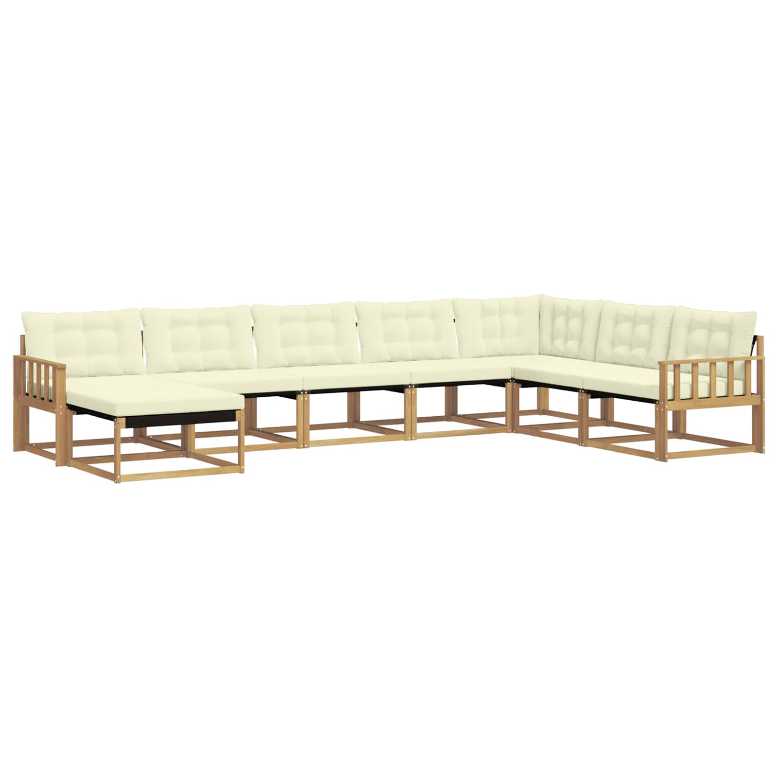 Zunanja garnitura za sedenje z blazino 8 pcs Bela in krem - slika 2