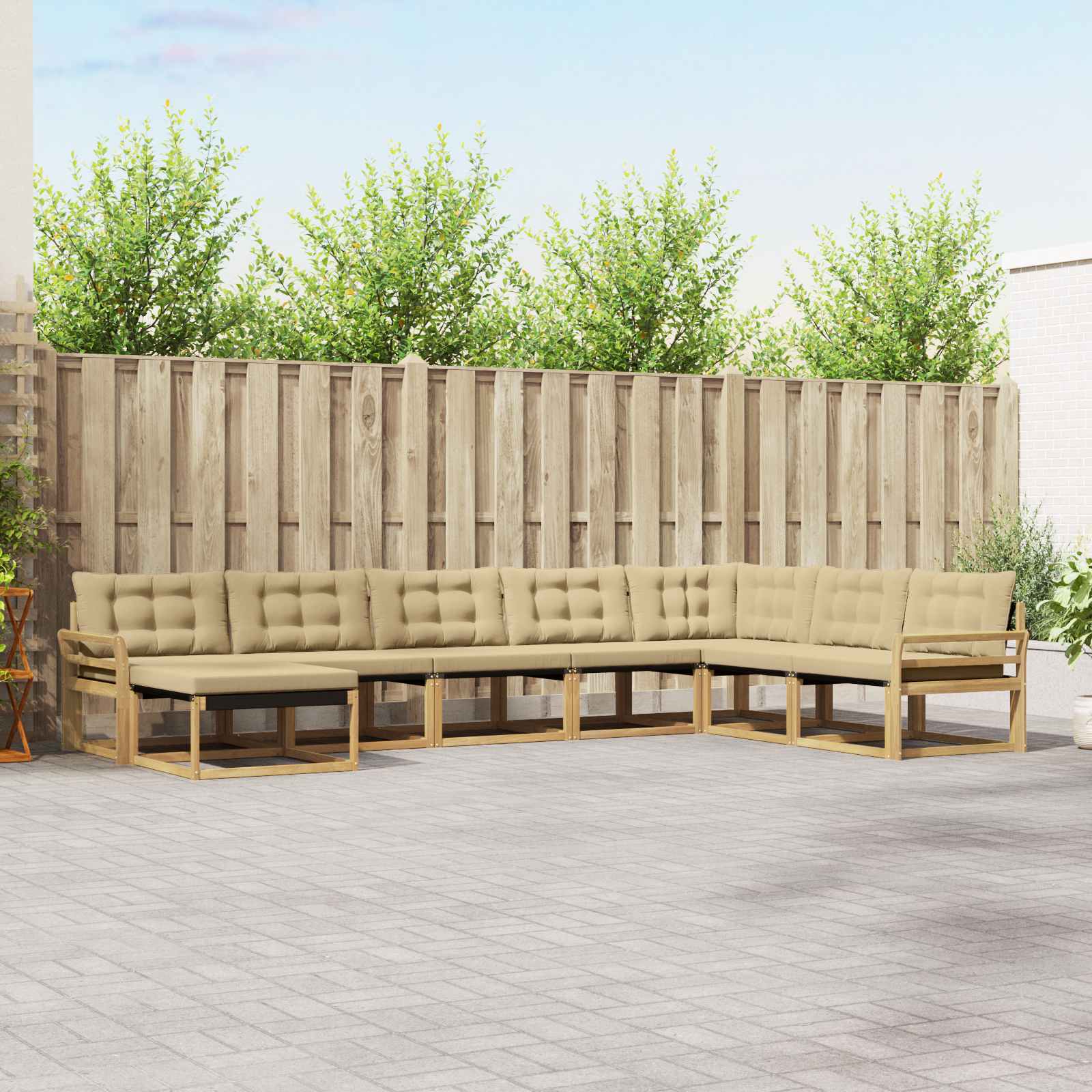 vidaXL Set de canapele de exterior cu pernă 8 pcs Alb și Bej