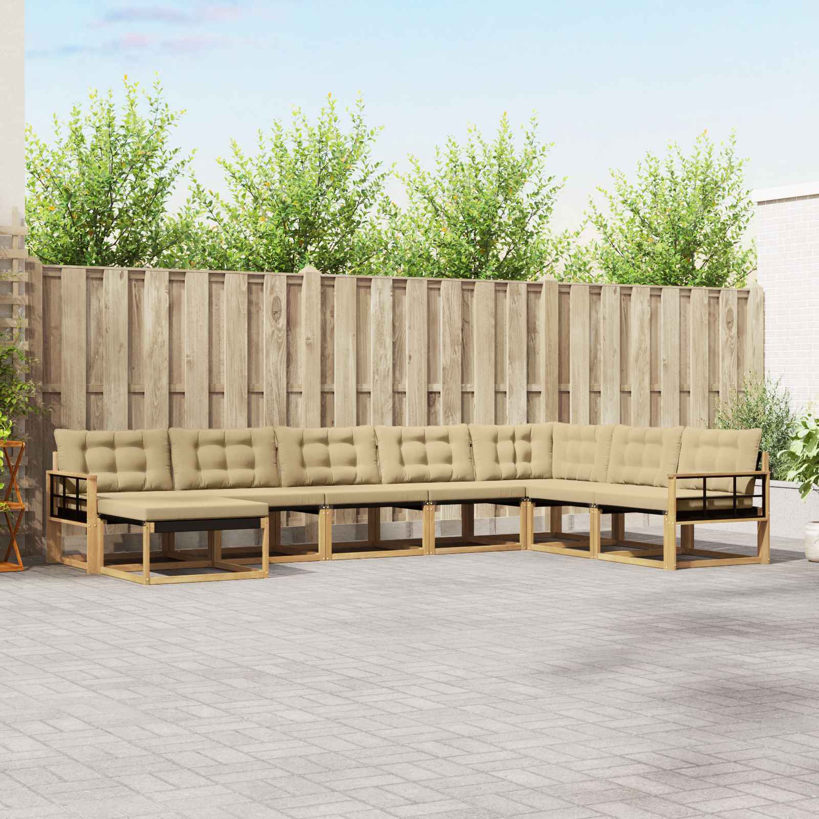 vidaXL Set de canapele de exterior cu pernă 8 pcs Alb și Bej