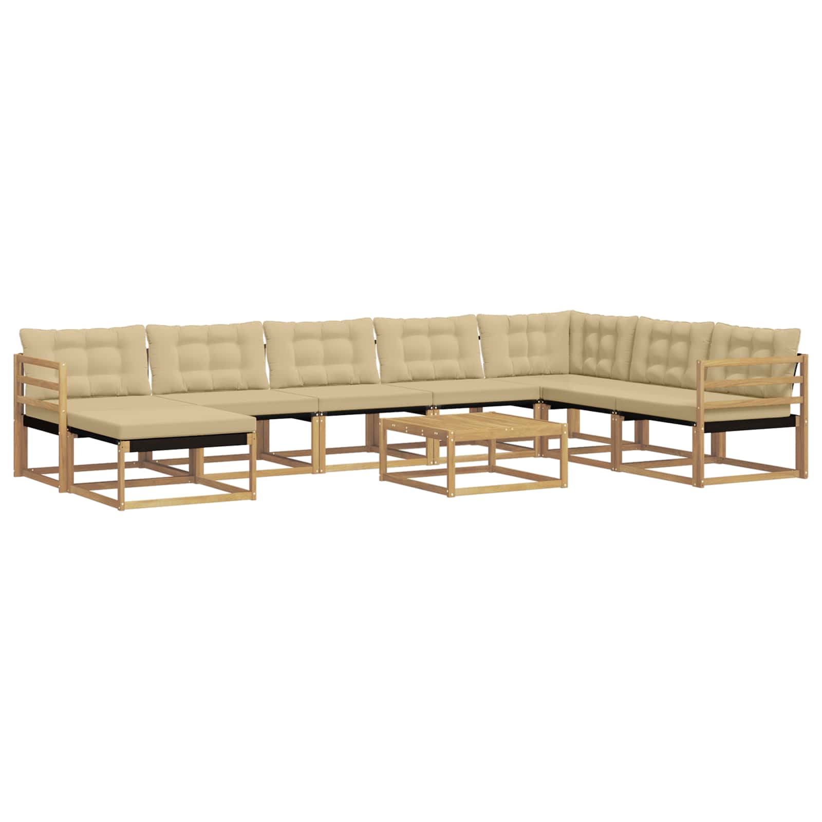 Buiten bankenset 9 pcs Wit en Beige Massief Acaciahout image 2