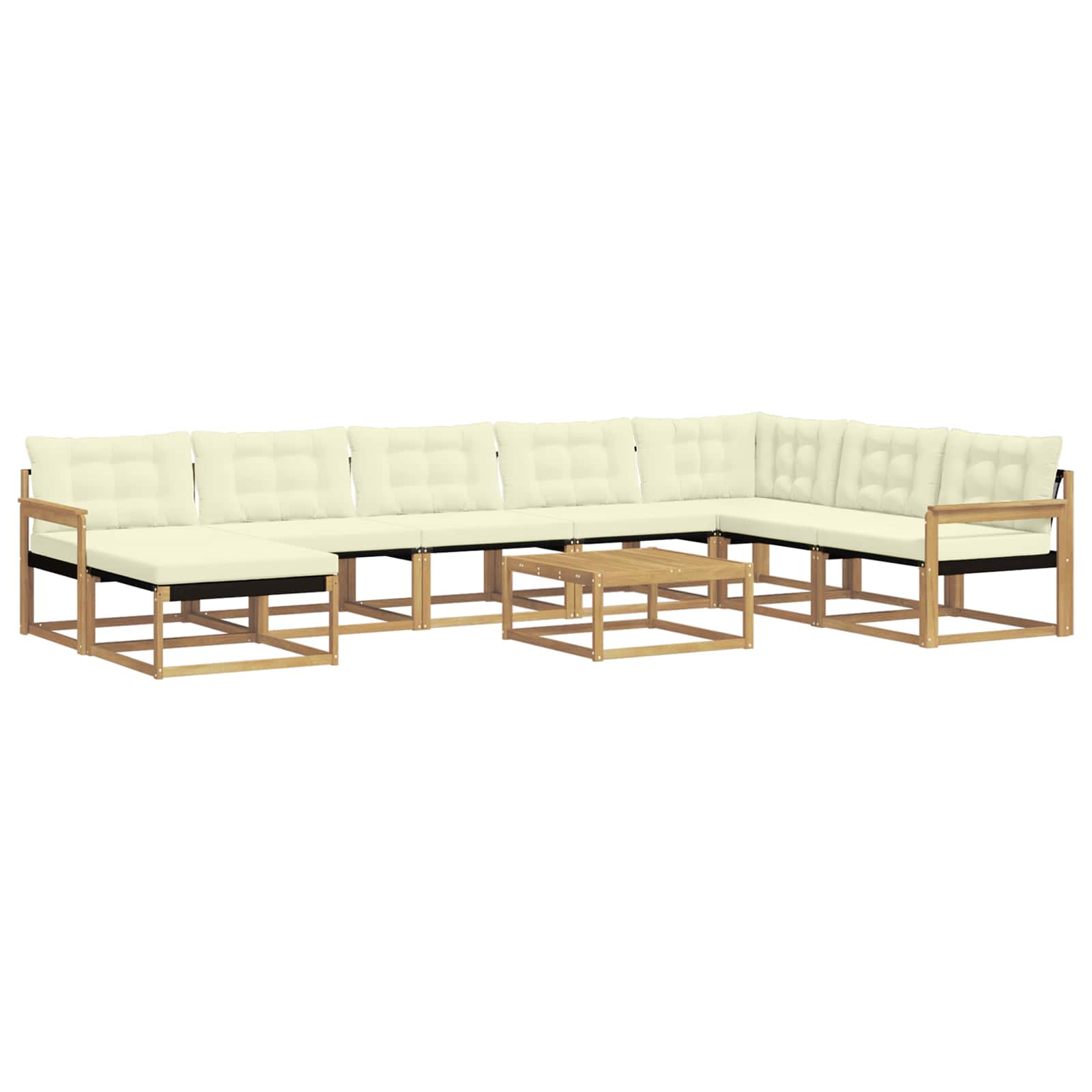 Buiten bankenset 9 pcs Wit en crèmekleurig Massief Acaciahout image 2