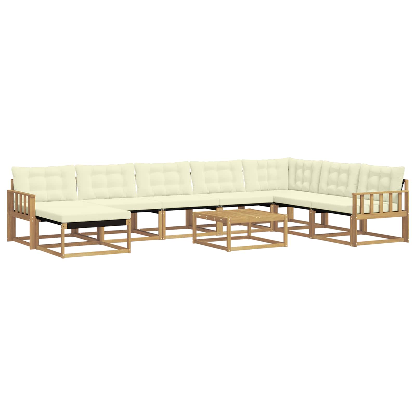 Buiten bankenset 9 pcs Wit en crèmekleurig Massief Acaciahout image 2