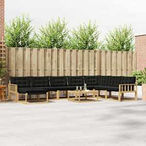 Zunanja garnitura za sedenje 9 pcs Bela in črna 79 x 79 x 37 cm