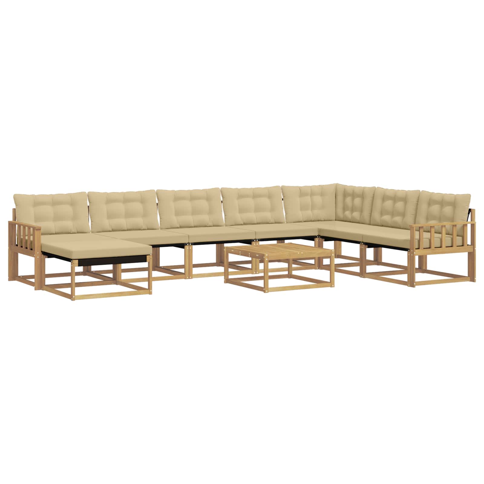 Buiten bankenset 9 pcs Wit en Beige Massief Acaciahout image 2
